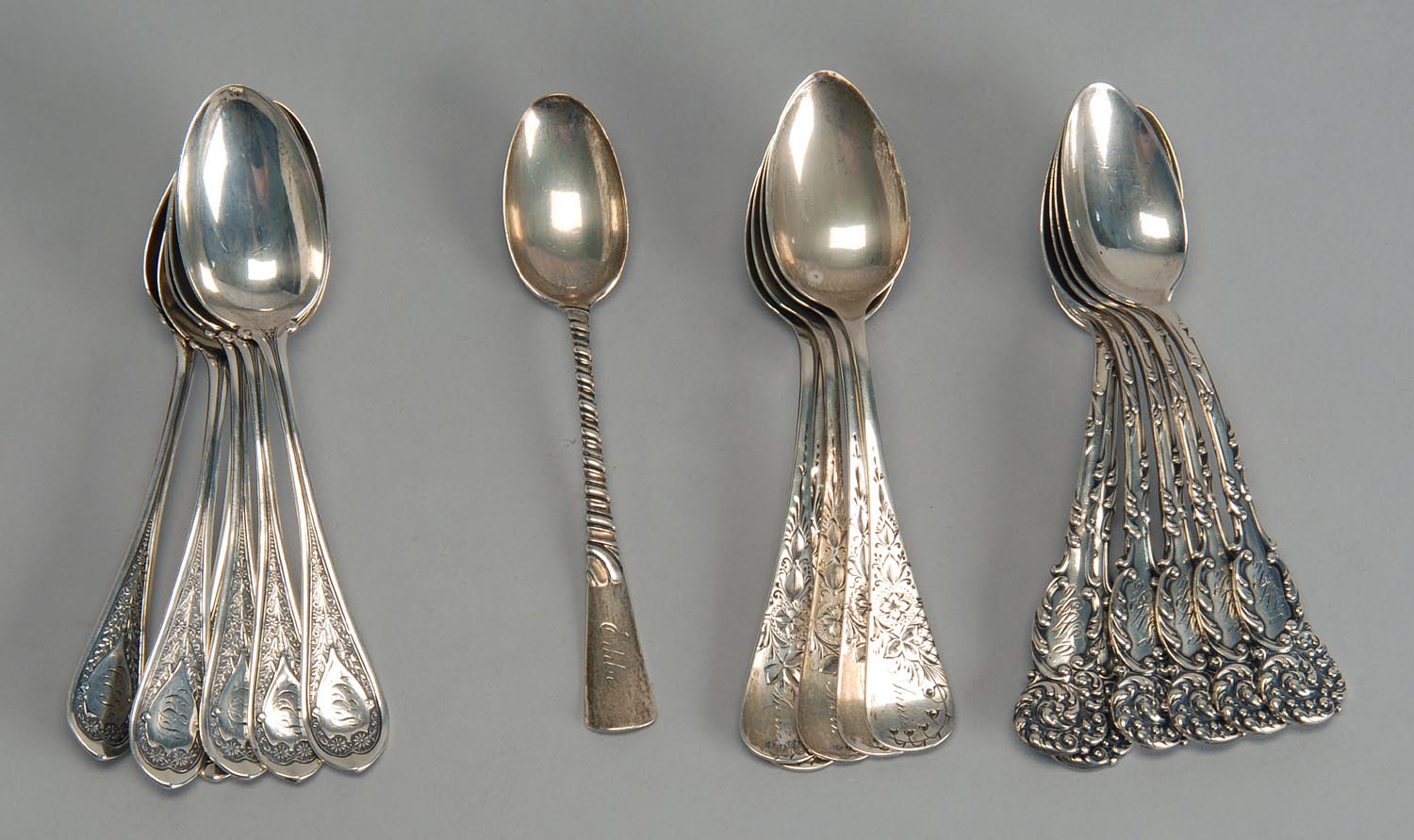 Appraisal: COLLECTION OF EIGHTEEN STERLING SILVER SPOONS Includes set of six