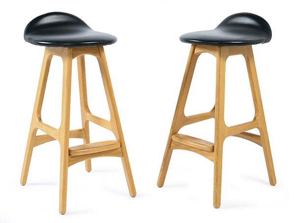 Appraisal: FOUR ERIC BUCH BAR STOOLS Denmark h x w x