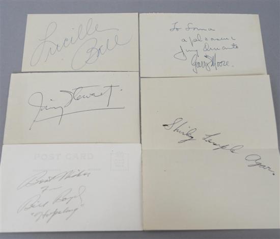 Appraisal: A GROUP OF FIVE AUTOGRAPHS Including Lucille Ball Jimmy Stewart