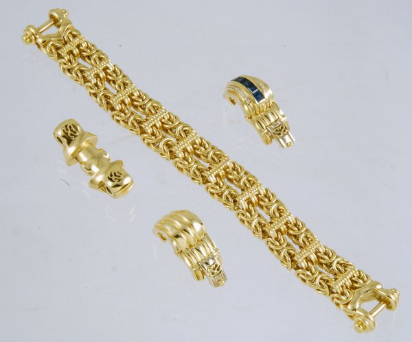 Appraisal: Double Byzantine chain bracelet with changeable clasps K yellow gold