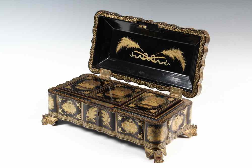 Appraisal: CHINESE LACQUERED BOXED SET OF GAMING COUNTERS - th c