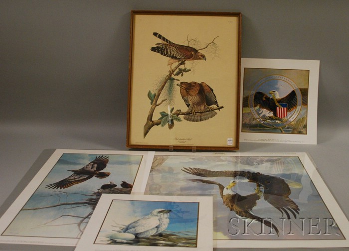 Appraisal: Lot of Six Works Depicting Eagles including four offset prints