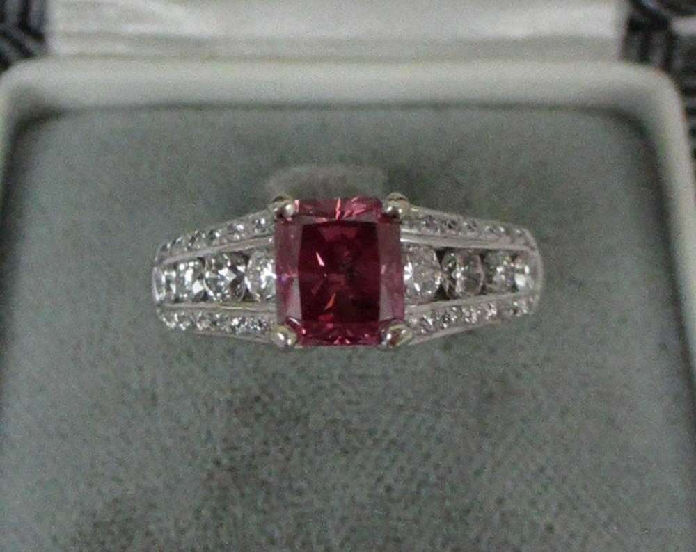 Appraisal: PINK DIAMOND WHITE DIAMONDS AND FOURTEEN KARAT WHITE GOLD RING