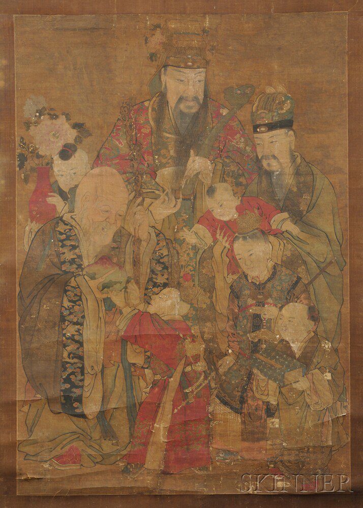 Appraisal: Painting Depicting Three Star Gods China of Fu Lu and