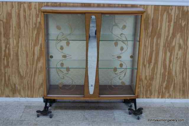 Appraisal: Vintage Danish Wood Framed Curio CabinetThis for a vintage 's