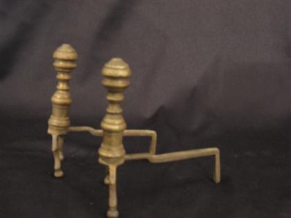 Appraisal: Pair of miniature brass andirons H in