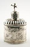 Appraisal: TEA CADDY - th C Dutch silver repousse tea caddy