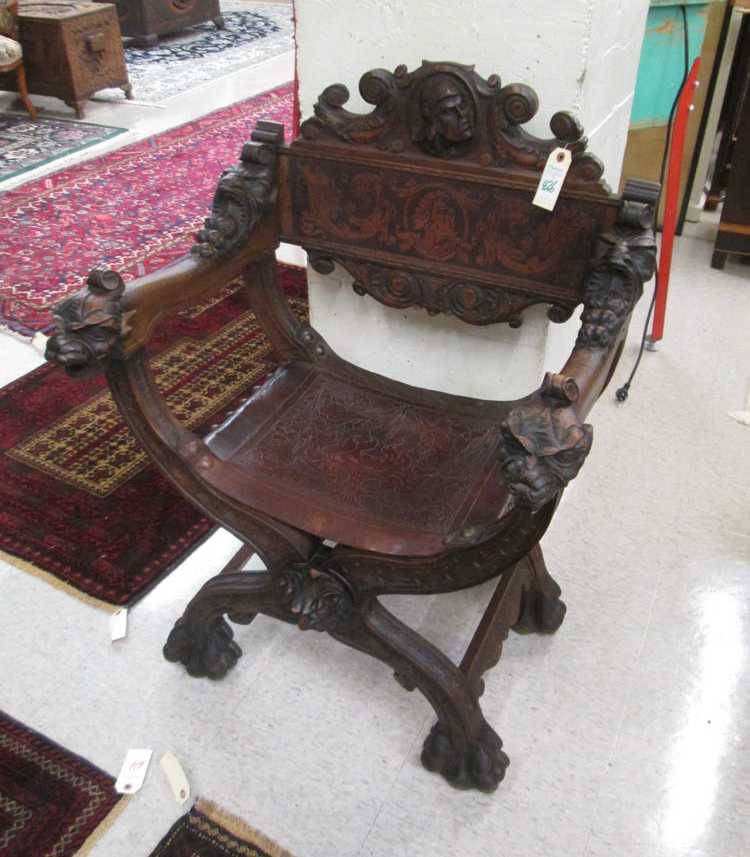 Appraisal: ITALIAN RENAISSANCE STYLE DANTESCA ARMCHAIR th century an X-frame chair