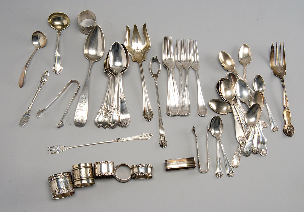 Appraisal: FIFTY-THREE PIECES OF STERLING SILVER AND SILVER PLATED FLATWARE by