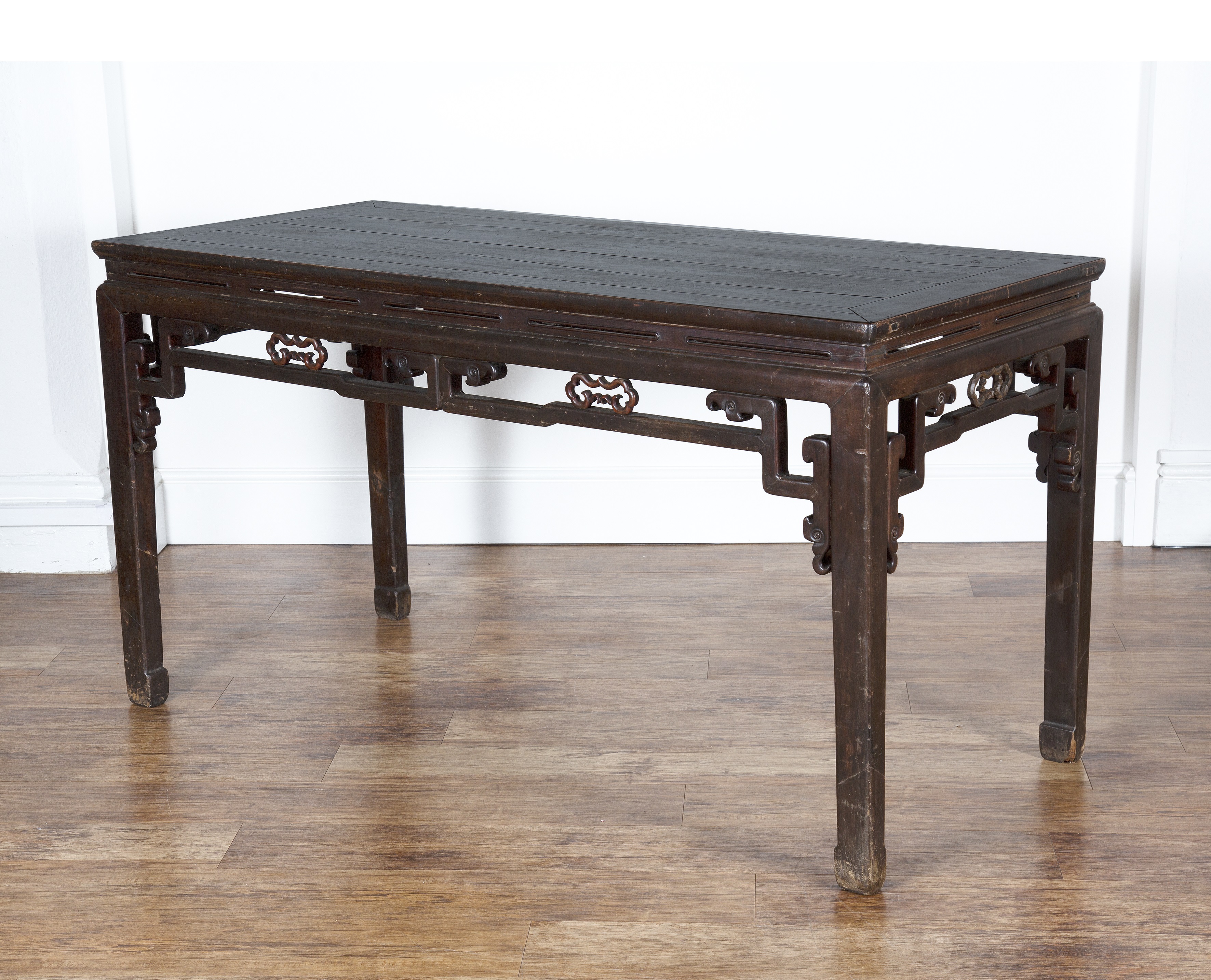 Appraisal: Stained hardwood altar tableChinese early th Century carved in the