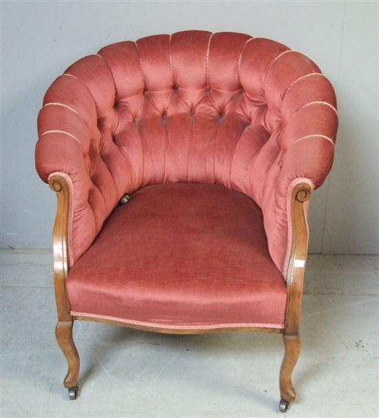 Appraisal: Early twentieth century mahogany framed button back tub chair on