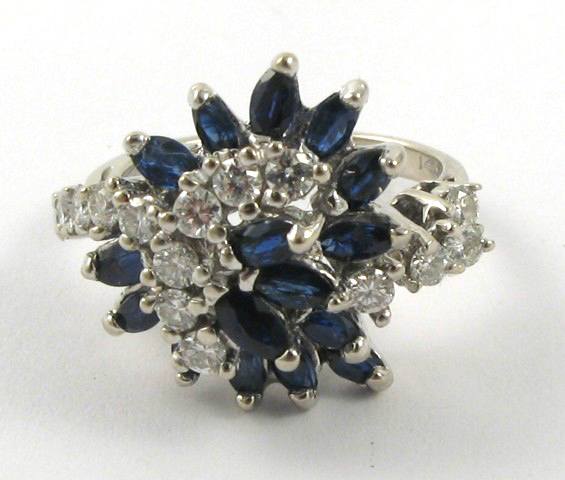 Appraisal: SAPPHIRE DIAMOND AND WHITE GOLD RING The k white gold