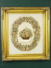 Appraisal: SILKWORK OVAL MEMORIAL WREATH - ca deep relief floral wreath