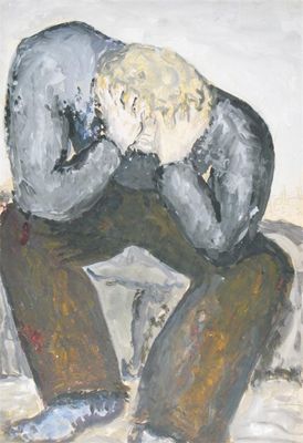 Appraisal: Peter Saxl Austrian - Seated man Gouache over pencil x