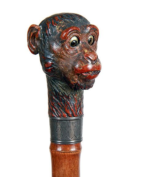 Appraisal: Automated Monkey Cane Exclusive on Bidsquare Ca - A signed