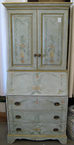 Appraisal: FEDERAL STYLE PAINT DECORATED SECRETARY BOOKCASE Skandia Furniture Co Rockford