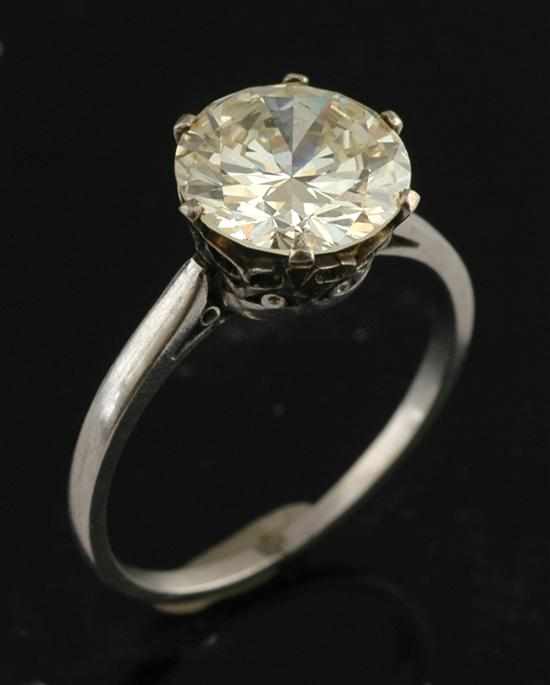 Appraisal: A solitaire diamond ring The round brilliant cut diamond weighing