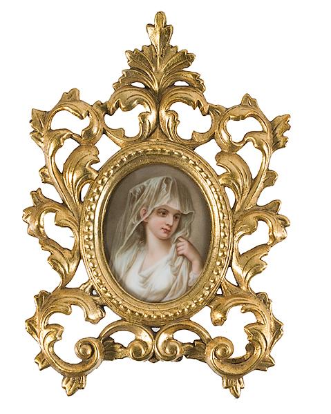 Appraisal: EUROPEAN PORTRAIT MINIATURE PLAQUE OF LADY Impressed with crown mark