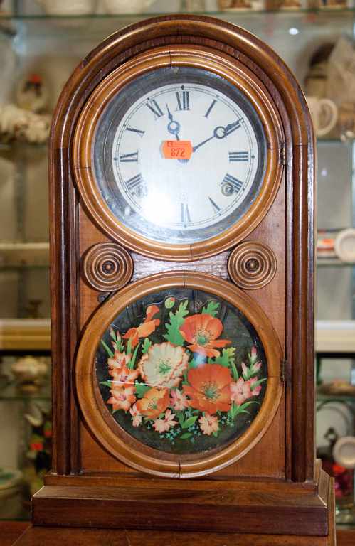 Appraisal: Victorian walnut eglomise panel kitchen clock Estimate - No condition