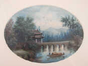 Appraisal: A pair of Chinese oval impasto watercolours each x cm