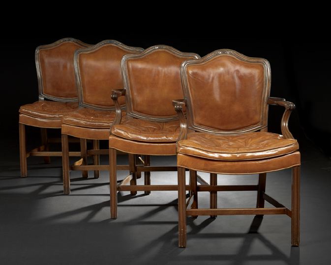 Appraisal: Suite of Four George III-Style Mahogany Armchairs th century each