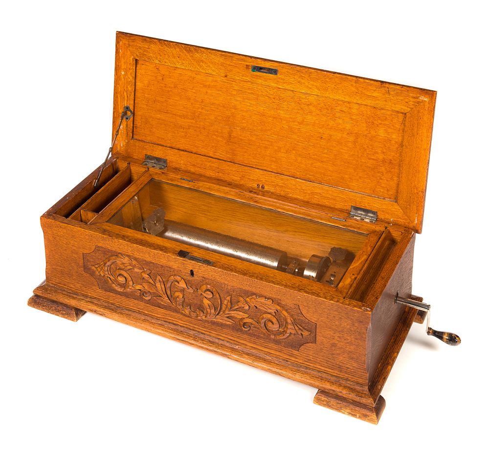 Appraisal: Swiss Mermod Fr res Music Box With Carved Oak Case