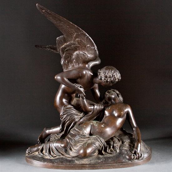 Appraisal: Continental patinated bronze figural group of Cupid and Psyche late