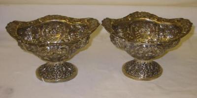 Appraisal: A PAIR OF VICTORIAN FRUIT DISHES of shaped oval form