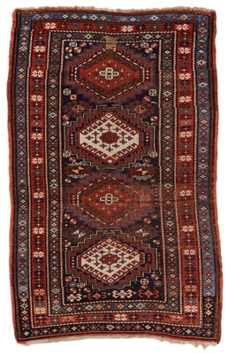 Appraisal: Caucasian Rug early th century four central medallions on blue