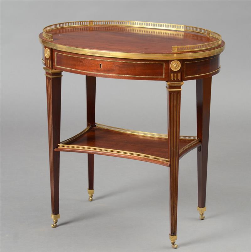 Appraisal: FINE LATE LOUIS XVI ORMOLU AND BRASS-MOUNTED MAHOGANY TABLE CRIRE