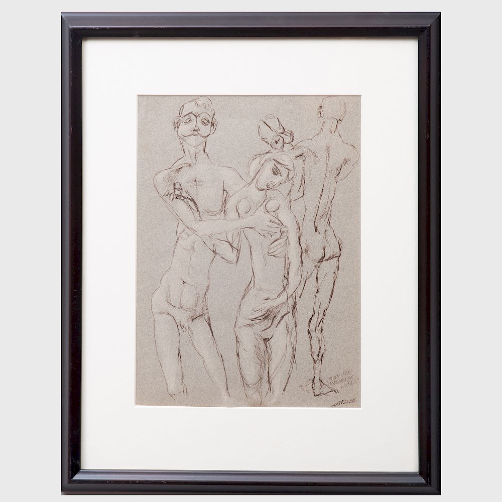 Appraisal: Frederico Castell n - Study for Bengalese Lovers Study for