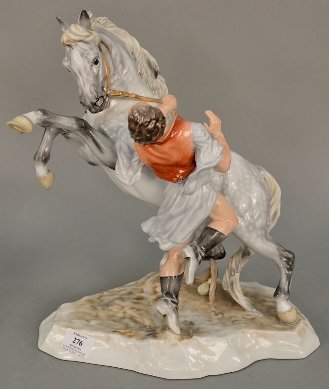 Appraisal: Large Herend porcelain figural group Bay Stallion horse with tamer