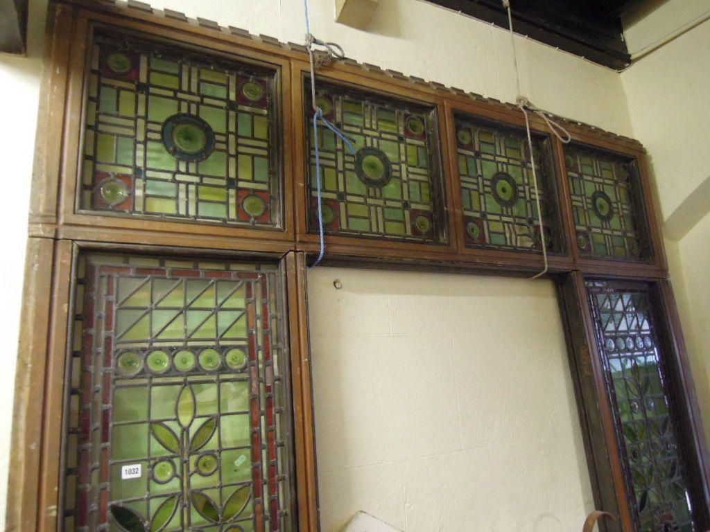 Appraisal: A grand Victorian door surround in three sections enclosing decorative