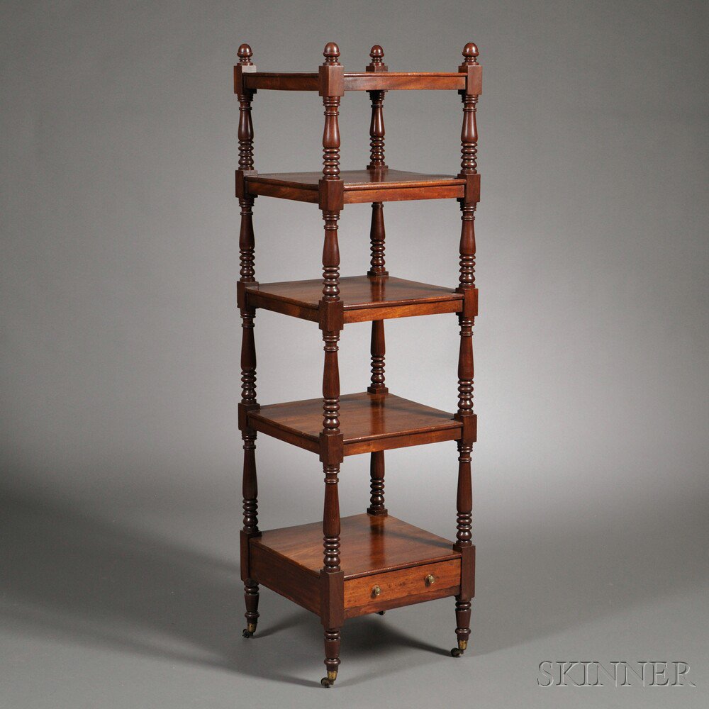 Appraisal: Mahogany Etagere probably England early th century with five square