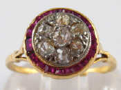 Appraisal: A yellow metal tests carat gold ruby and old cut