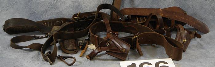 Appraisal: Leather holster and bullet belt along with Sam-Brown leather belts