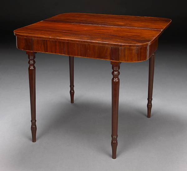 Appraisal: A George III boxwood lined mahogany games table first quarter