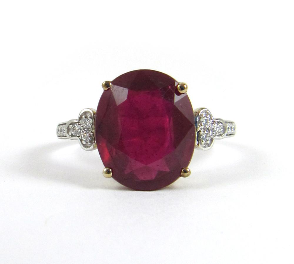 Appraisal: RUBY DIAMOND AND FOURTEEN KARAT GOLD RING The k white