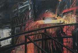 Appraisal: R McRae Blast Furnace pastel signed and dated 'R McRae