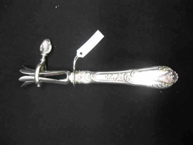 Appraisal: European Sterling Meat Bone Holder late th century hallmarked ''