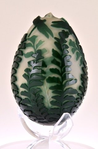 Appraisal: Pilgrim Cameo Glass Egg Spring Splendor with Stand Titled Signed