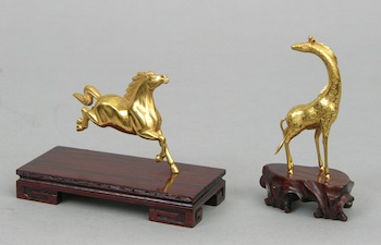 Appraisal: Miniature K Gold Animals Chinese th Century Both hallmarked on