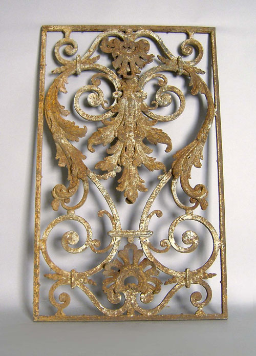 Appraisal: French cast iron gate h w