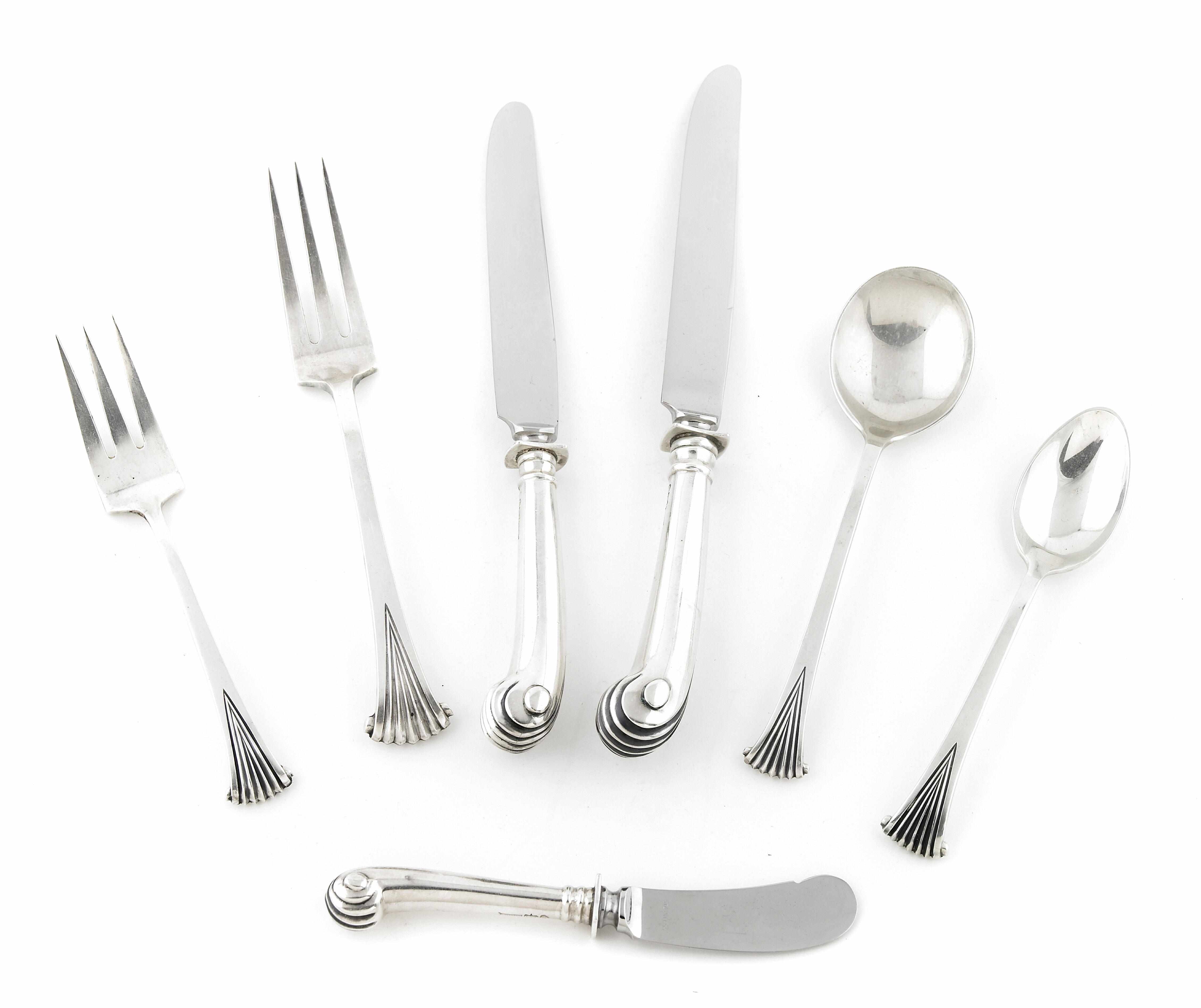 Appraisal: A Tuttle sterling silver 'Onslow' pattern flatware service for twelve