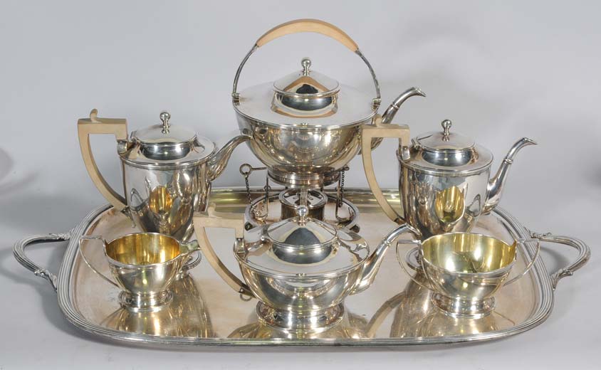 Appraisal: English Sterling Silver Tea Set pieces together with an associated