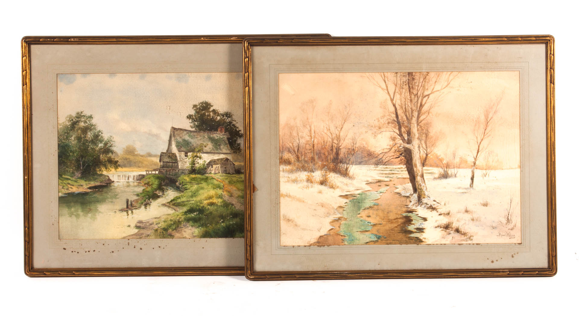 Appraisal: Howell Wilson Two framed watercolors American th century Old Mill