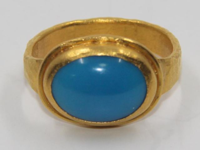 Appraisal: JEWELRY kt Yellow Gold and Turquoise Ring Signed ARA K