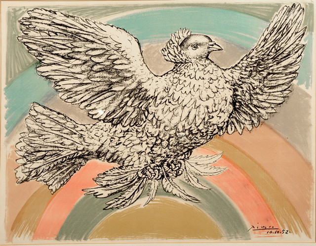 Appraisal: Pablo Picasso French - Flying Dove with a Rainbow Colombe