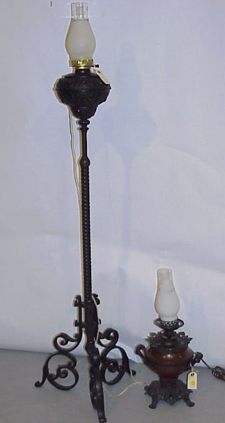 Appraisal: Two Bradley Hubbard fluid lamps both converted to electricity the