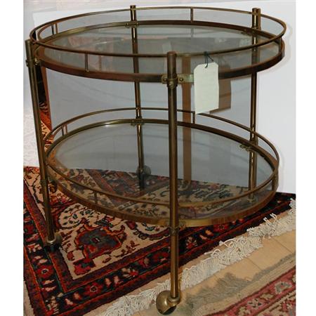 Appraisal: Brass and Glass Two-Tier Cocktail Cart Estimate -